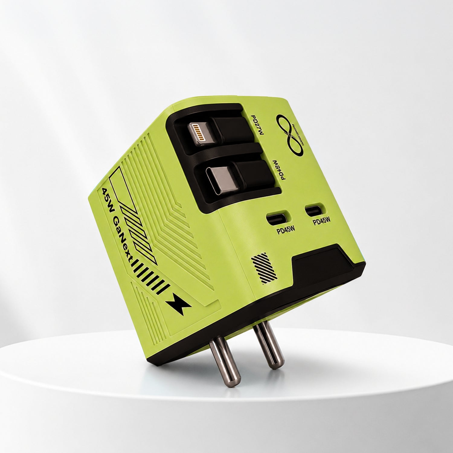 Loopoburq GaNext 45W Fast Charger with Dual Retractable Cables & Dual Ports