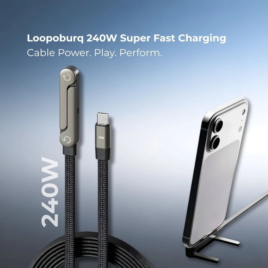 240W Super Fast Charging Flat Nylon Stand Cable With Adjustable Wings