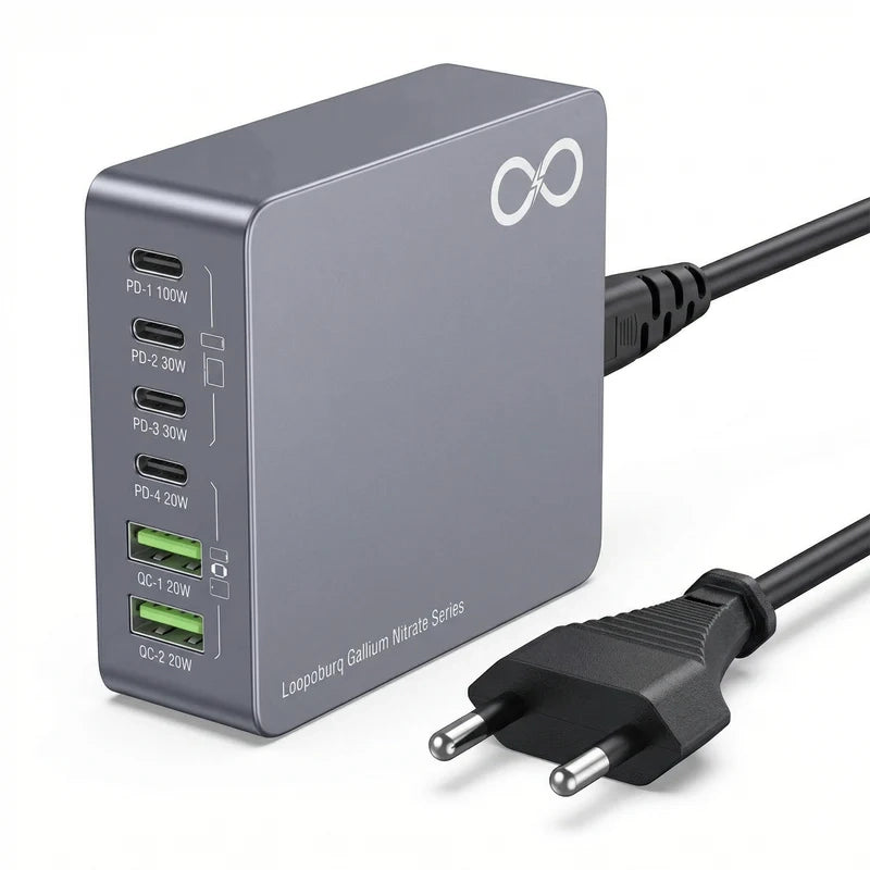 220W GaN Multiport With 1.5M Cable 4 Pd & 2 Usb Ports With Laptop Charging Compatibility