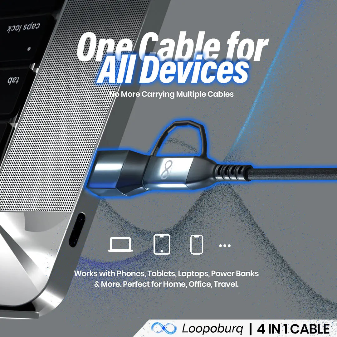 100W 4-in-1 Nylon Braided Fast Charging Cable