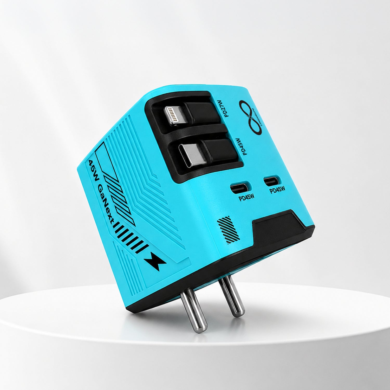 Loopoburq GaNext 45W Fast Charger with Dual Retractable Cables & Dual Ports