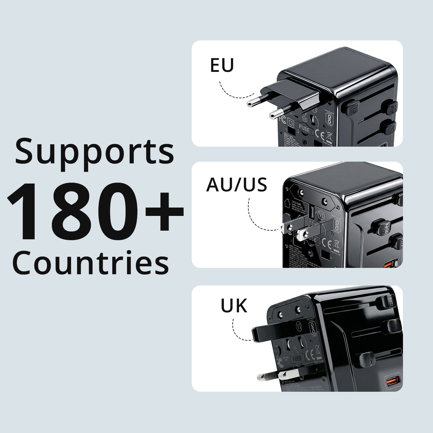 35W GaN Fast Charging Universal Travel Adapter With Laptop Charging Compatibility