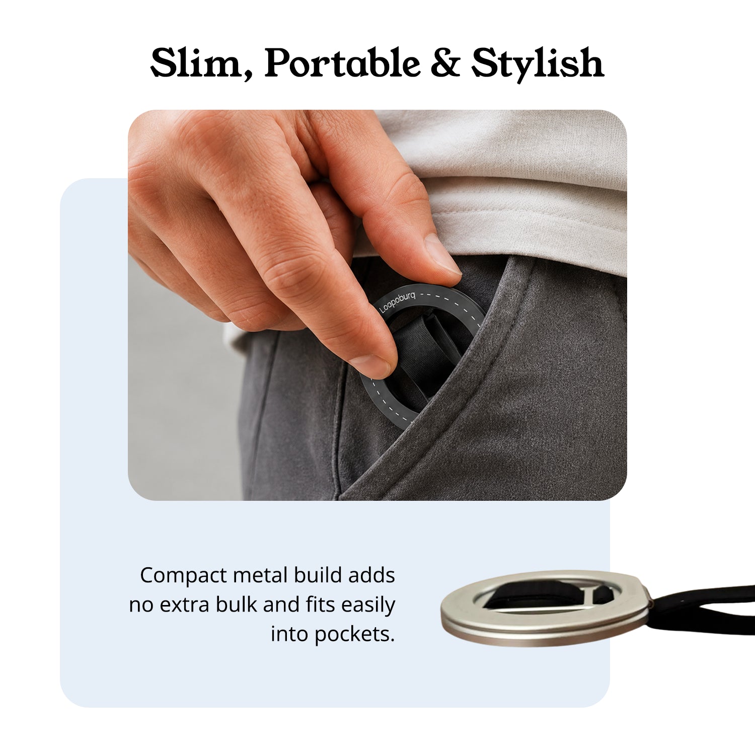 Loopoburq Latchr Magnetic Phone Holder 2in1 Anti-Drop Grip & Kickstand