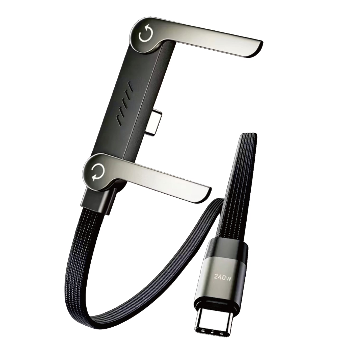 240W Super Fast Charging Flat Nylon Stand Cable With Adjustable Wings