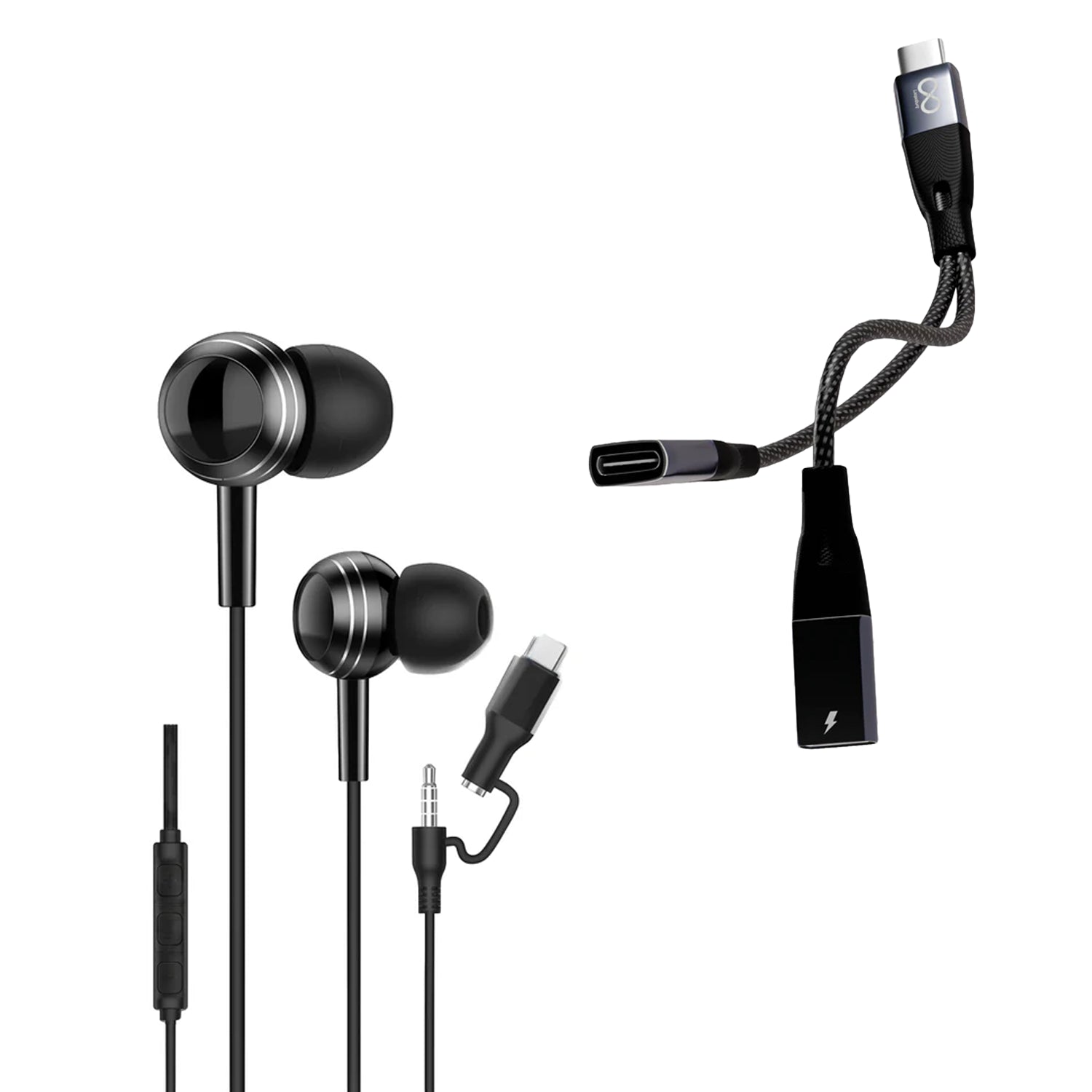 Ultimate Audio & Power Combo: DuoBeats 2-in-1 Earphones + 60W 2-in-1 Connector
