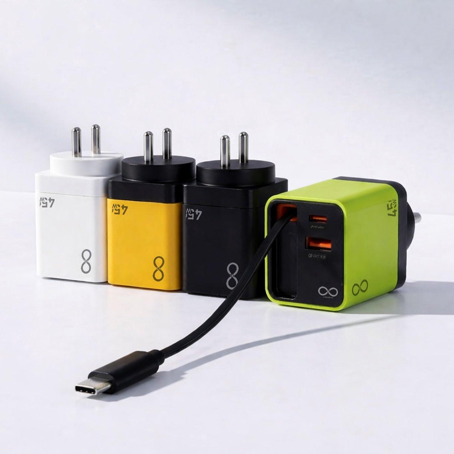 45W Rapid Charger with Retractable Cable