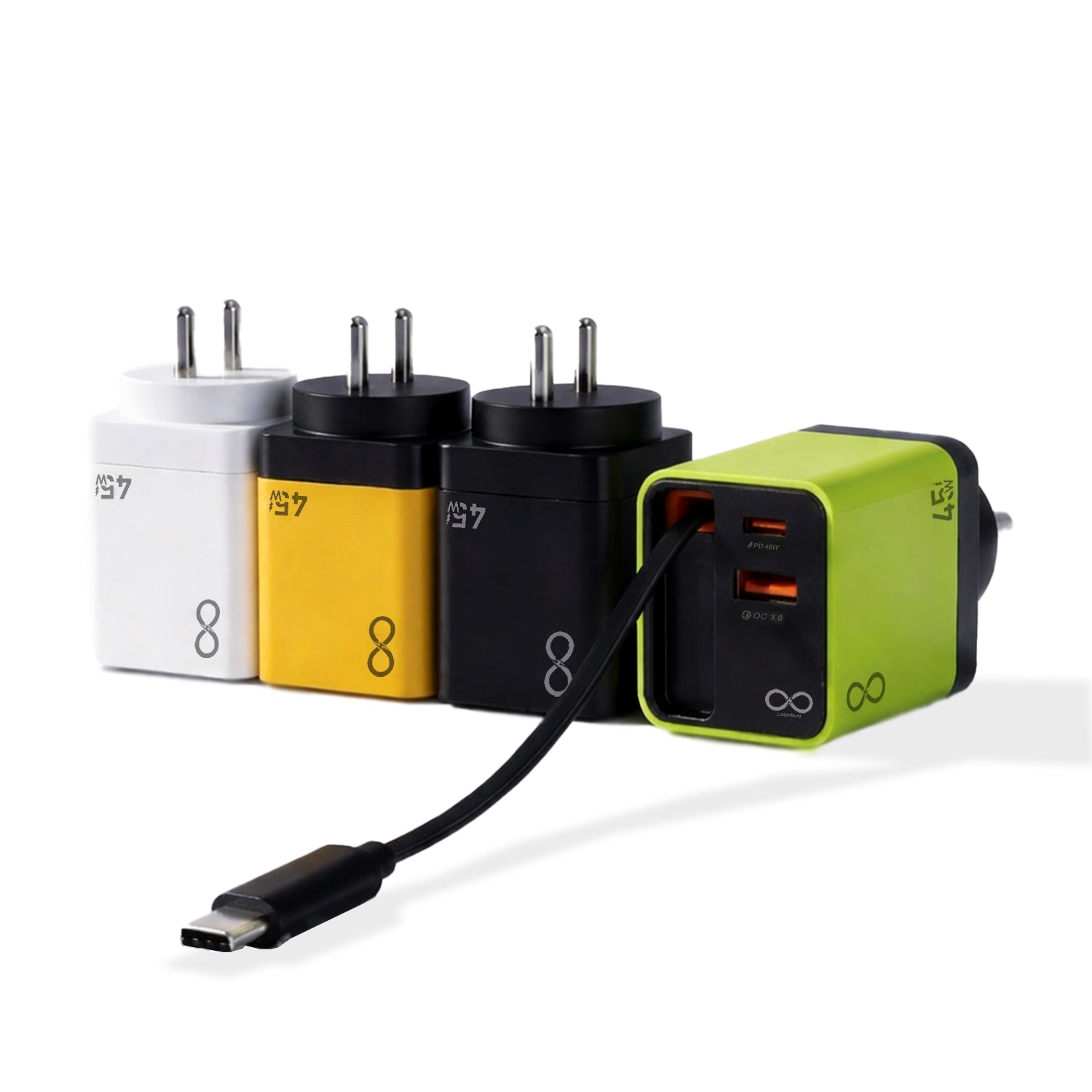 45W Rapid Charger with Retractable Cable