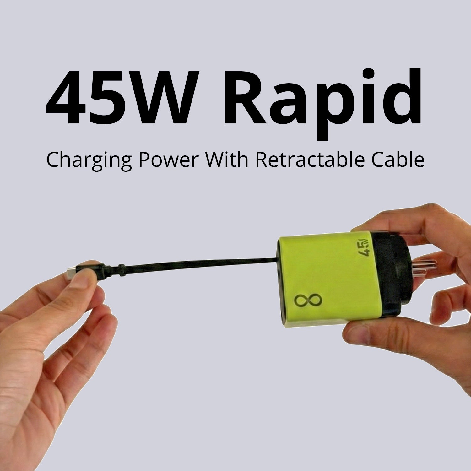 45W Rapid Charger with Retractable Cable