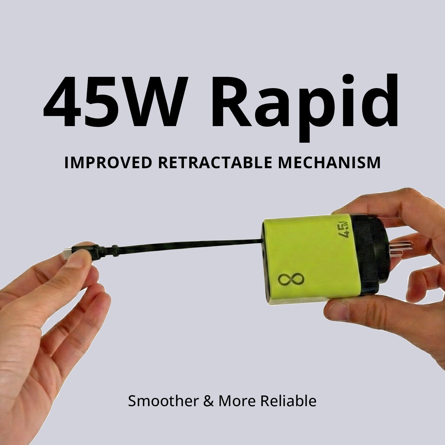 45W Rapid Charger with Retractable Cable