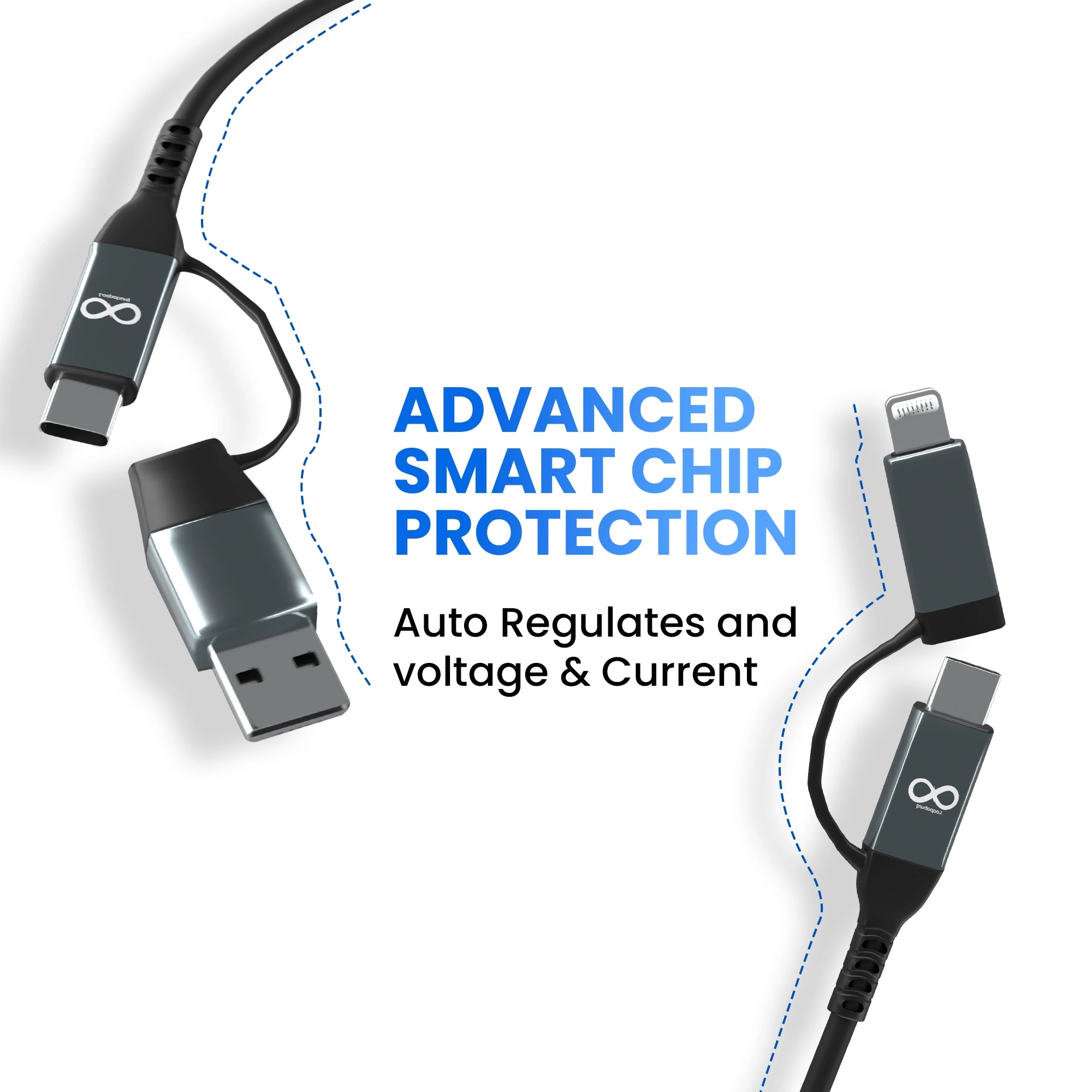 100W 4-in-1 Nylon Braided Fast Charging Cable