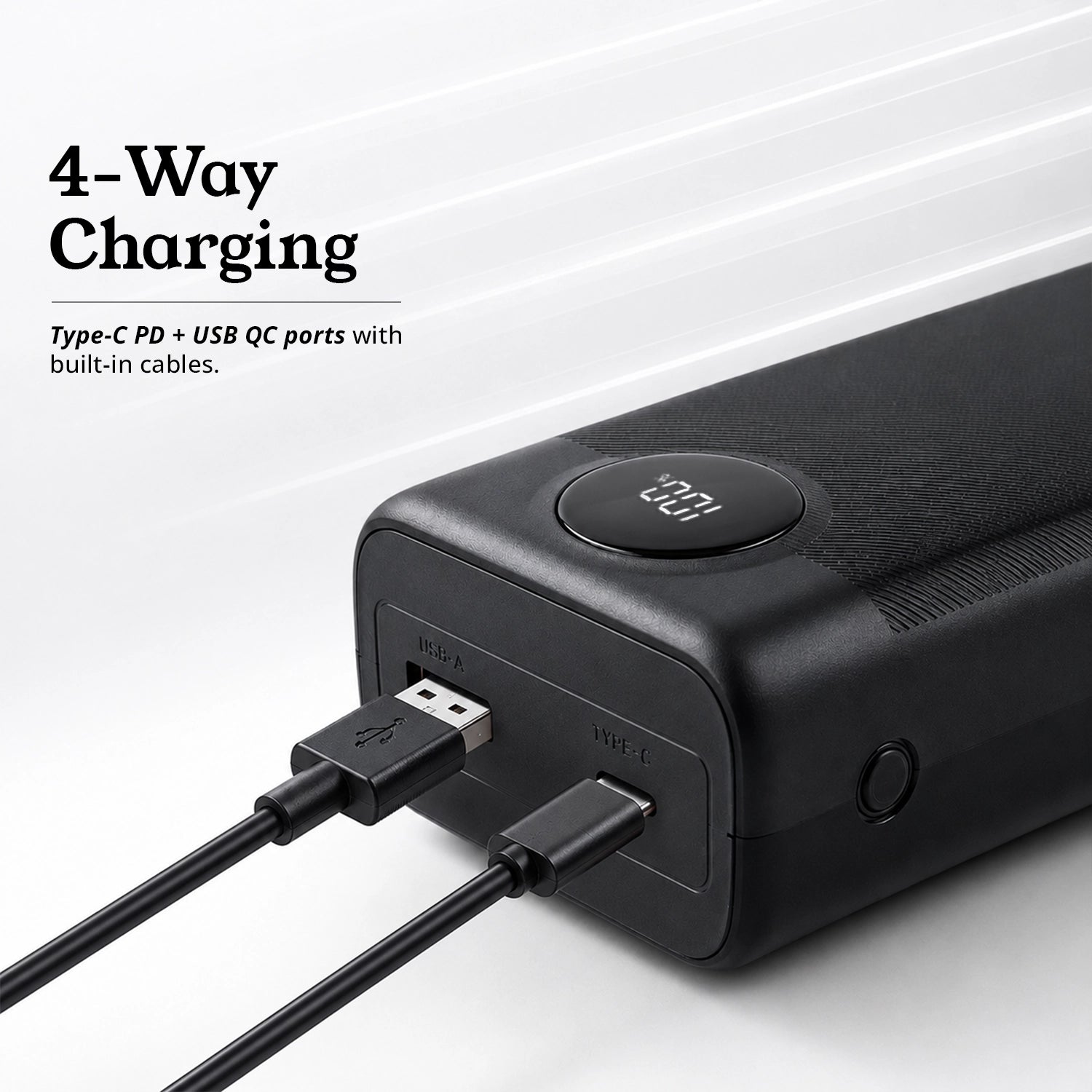 Loopoburq Tank30 - 30000mAh 22.5W Fast Charging Powerbank With Built In Cables