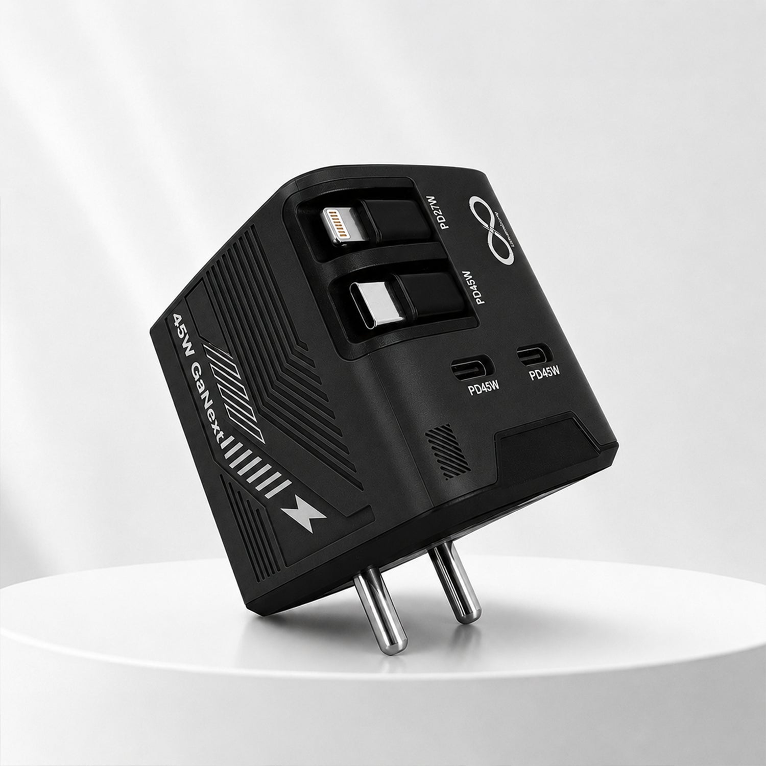 Loopoburq GaNext 45W Fast Charger with Dual Retractable Cables & Dual  Ports