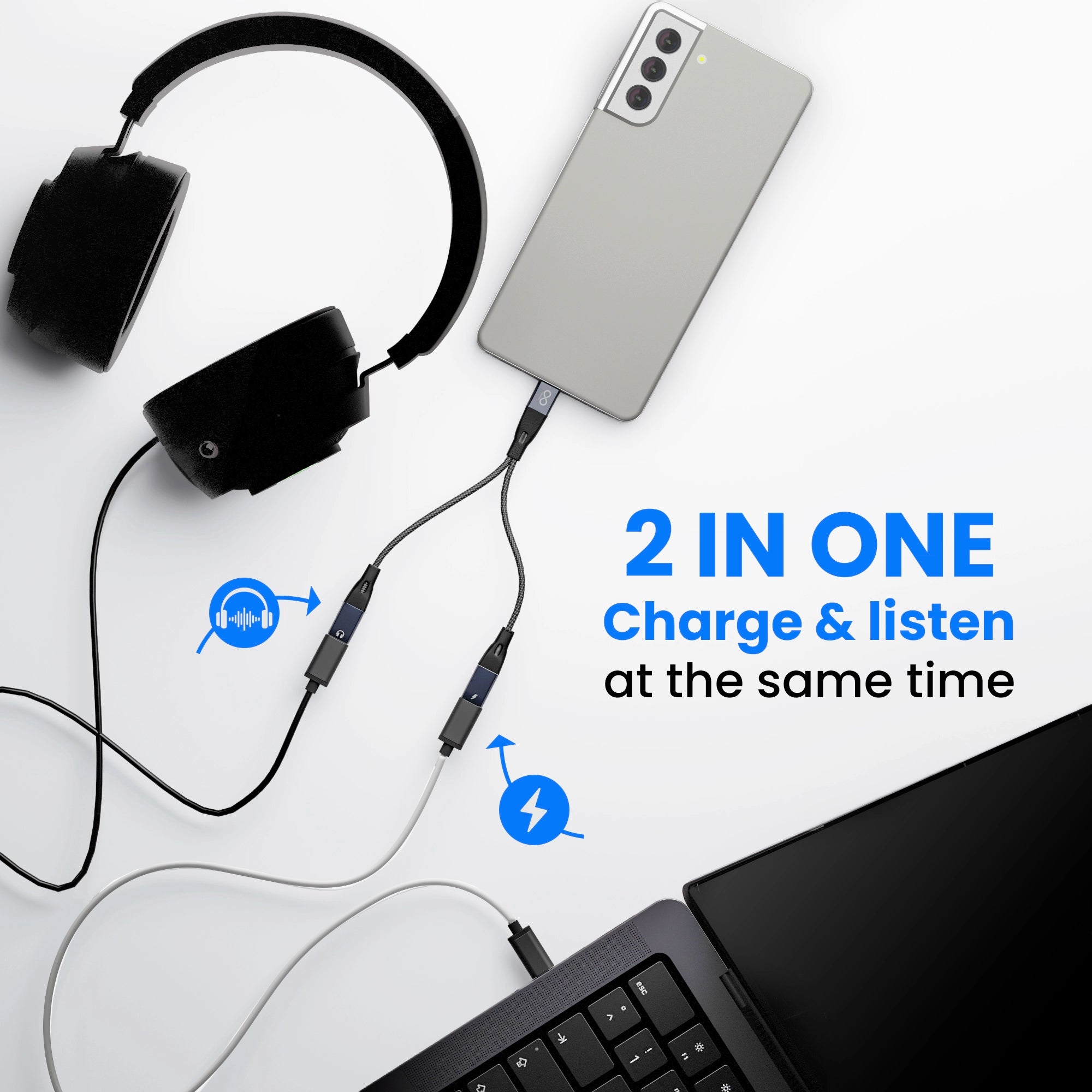 2-in-1 USB-C Audio & Charging Adapter with 60W fast charging
