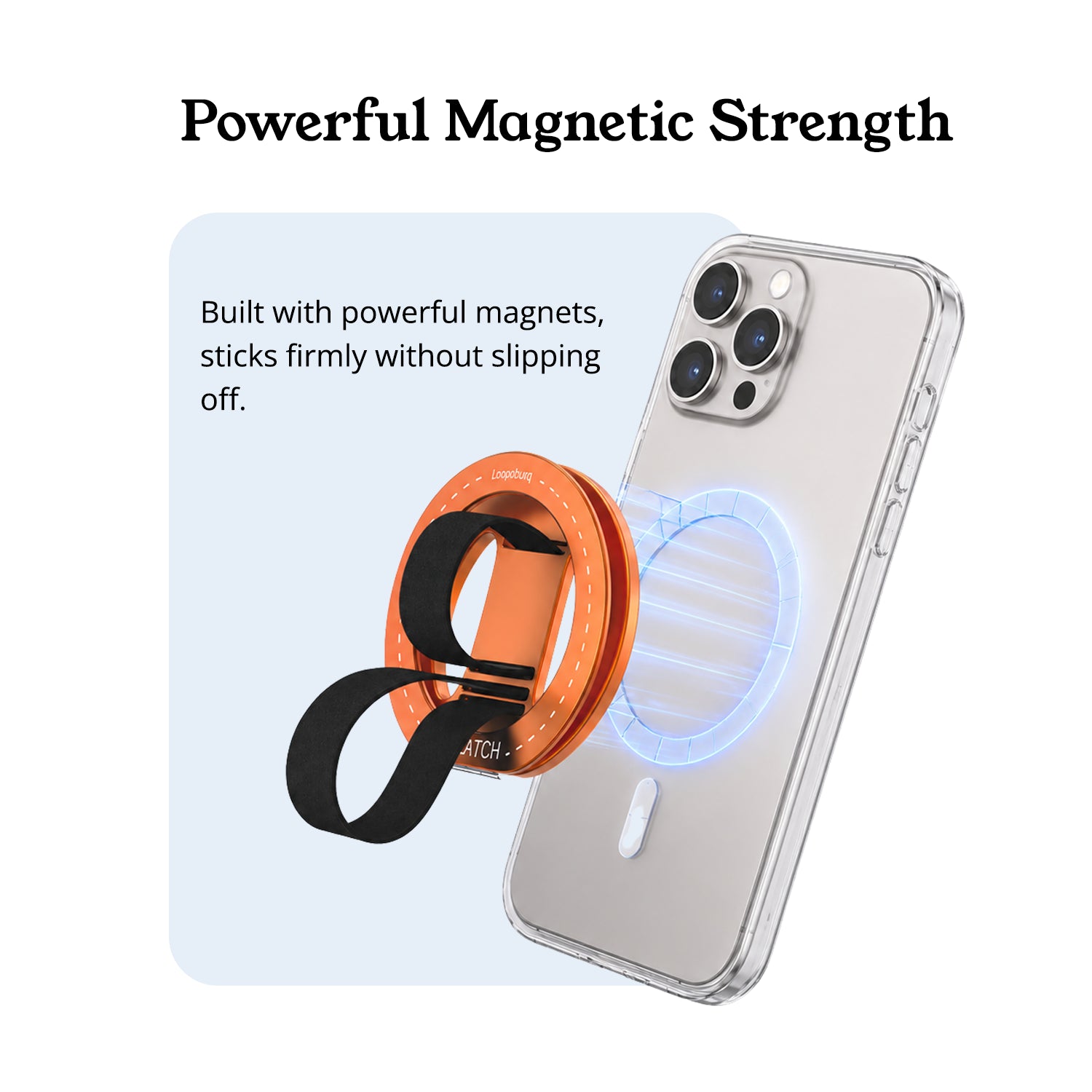 Loopoburq Latchr Magnetic Phone Holder 2in1 Anti-Drop Grip & Kickstand