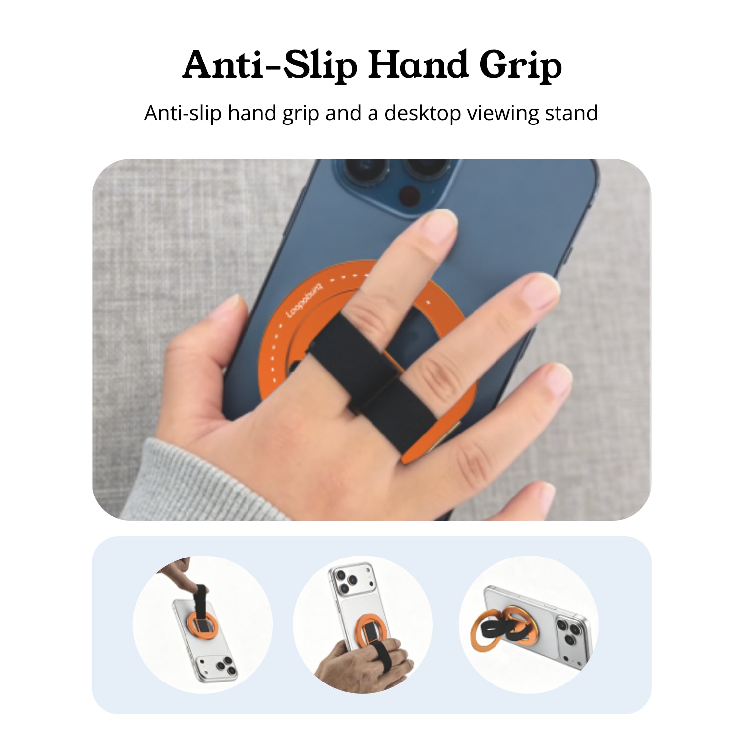 Loopoburq Latchr Magnetic Phone Holder 2in1 Anti-Drop Grip & Kickstand
