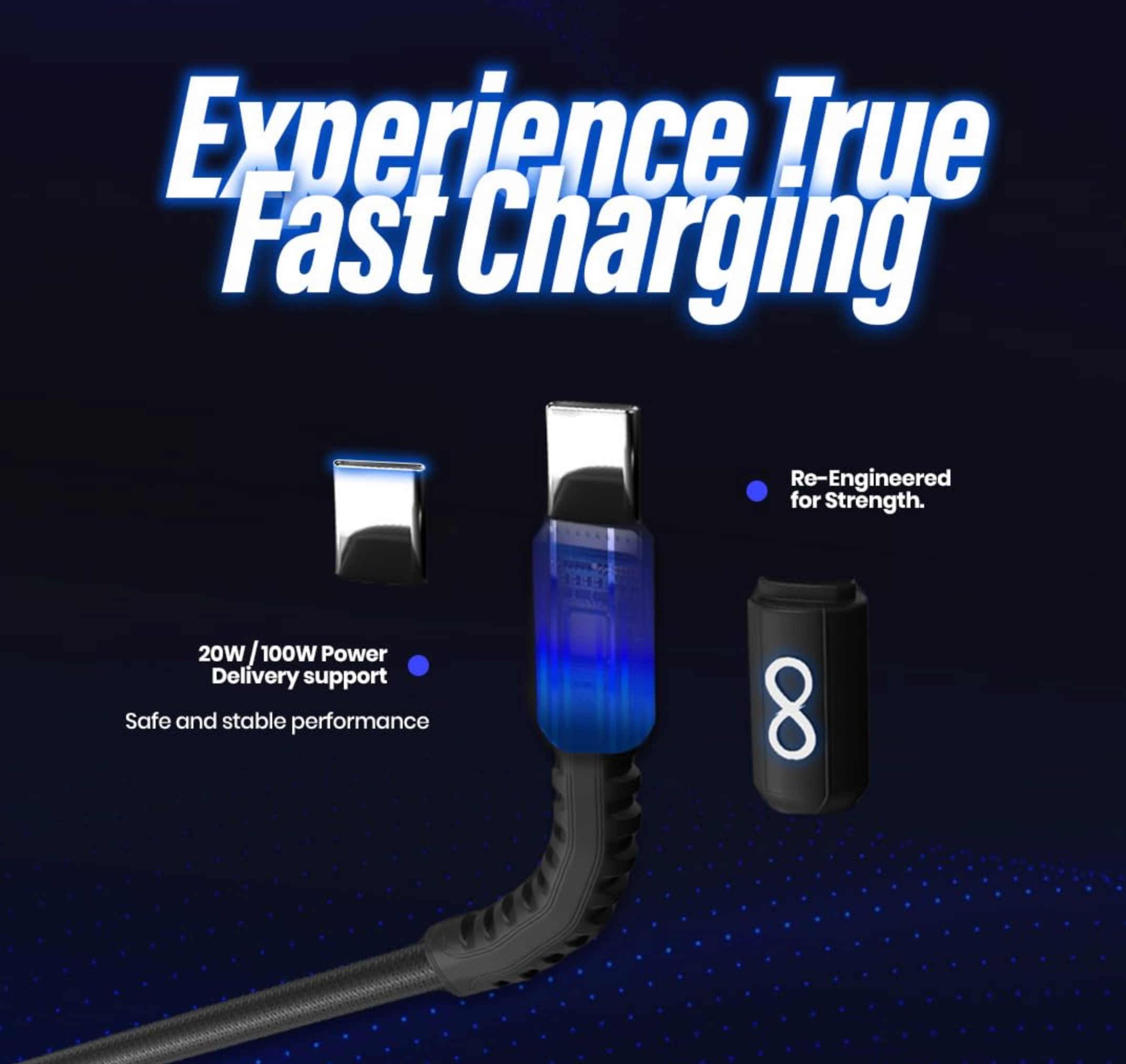 PD 100W Type C to Type C Fast Charging Cable 1.2M with Carry Pouch