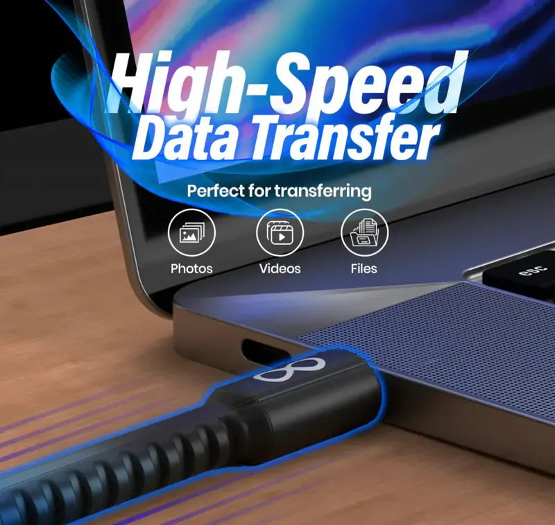 PD 100W Type C to Type C Nylon Braided Fast Charging Cable With tested 30000 bends