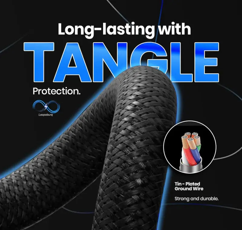 PD 100W Type C to Type C Nylon Braided Fast Charging Cable With tested 30000 bends