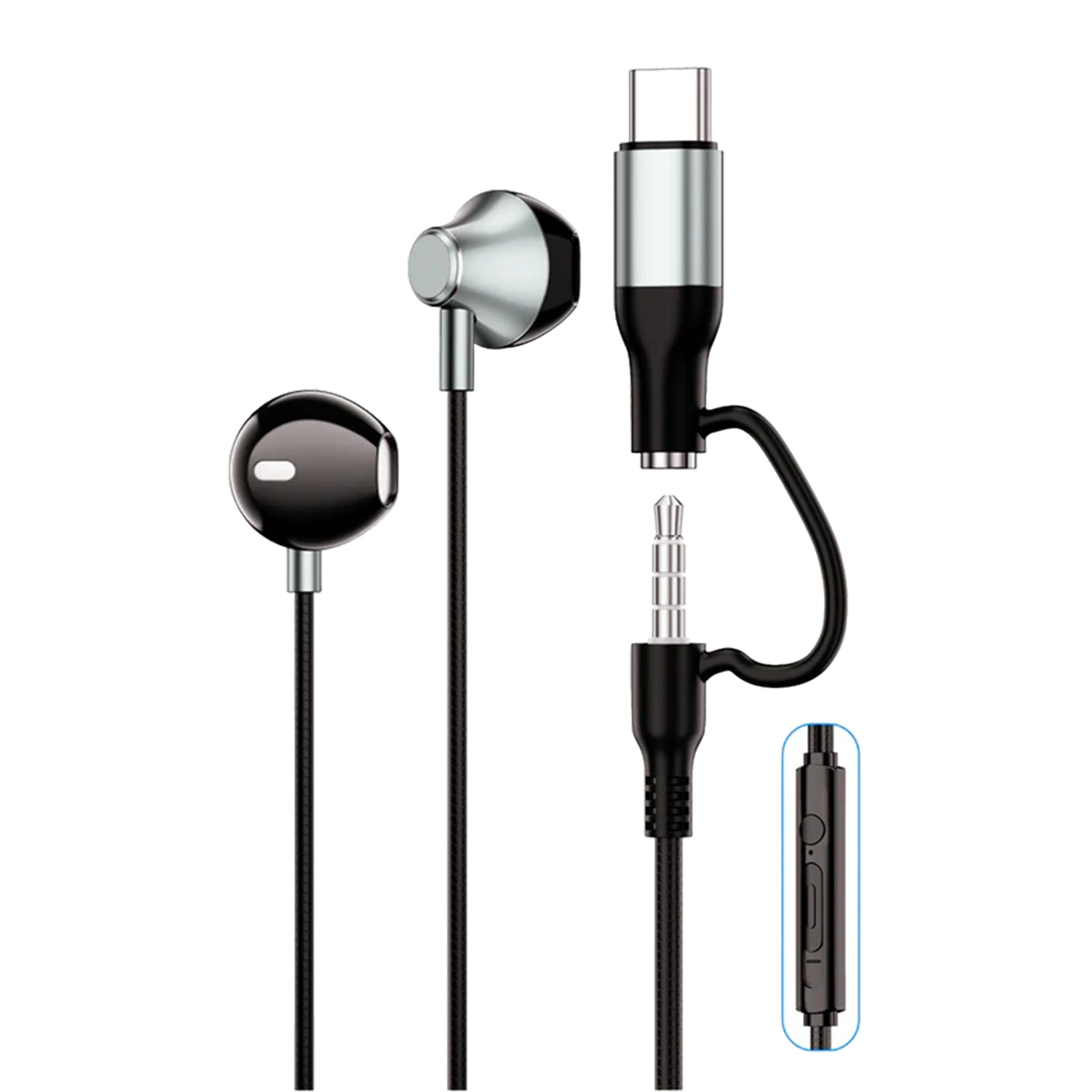 Ultimate Audio & Power Combo: 2-in-1 Metallic Earphones + 60W Audio & Charge Adapter