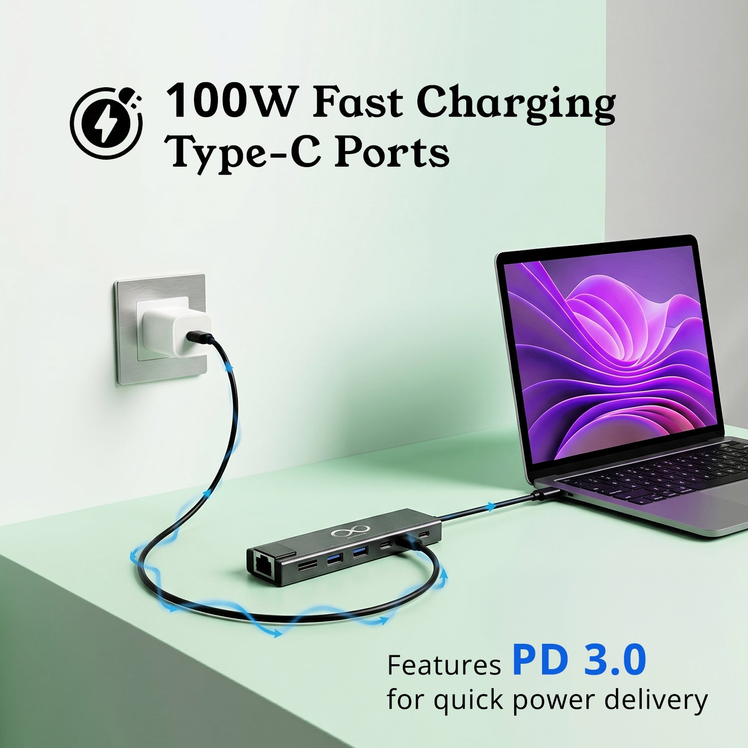 8-in-1 USB-C Hub with Ethernet & twin 3.0 C-Type PD ports