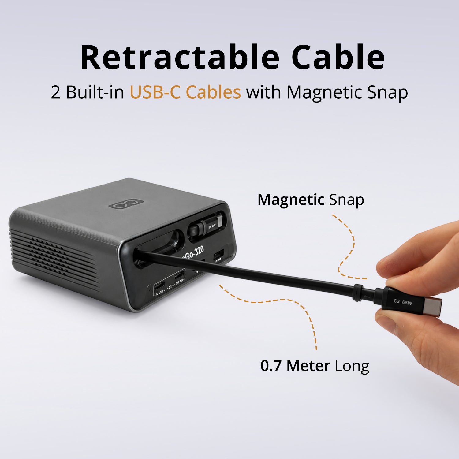 ZapGo 320- Combined Output Of 320W Supports All Fast Charging Protocols With Two Retractable Cables
