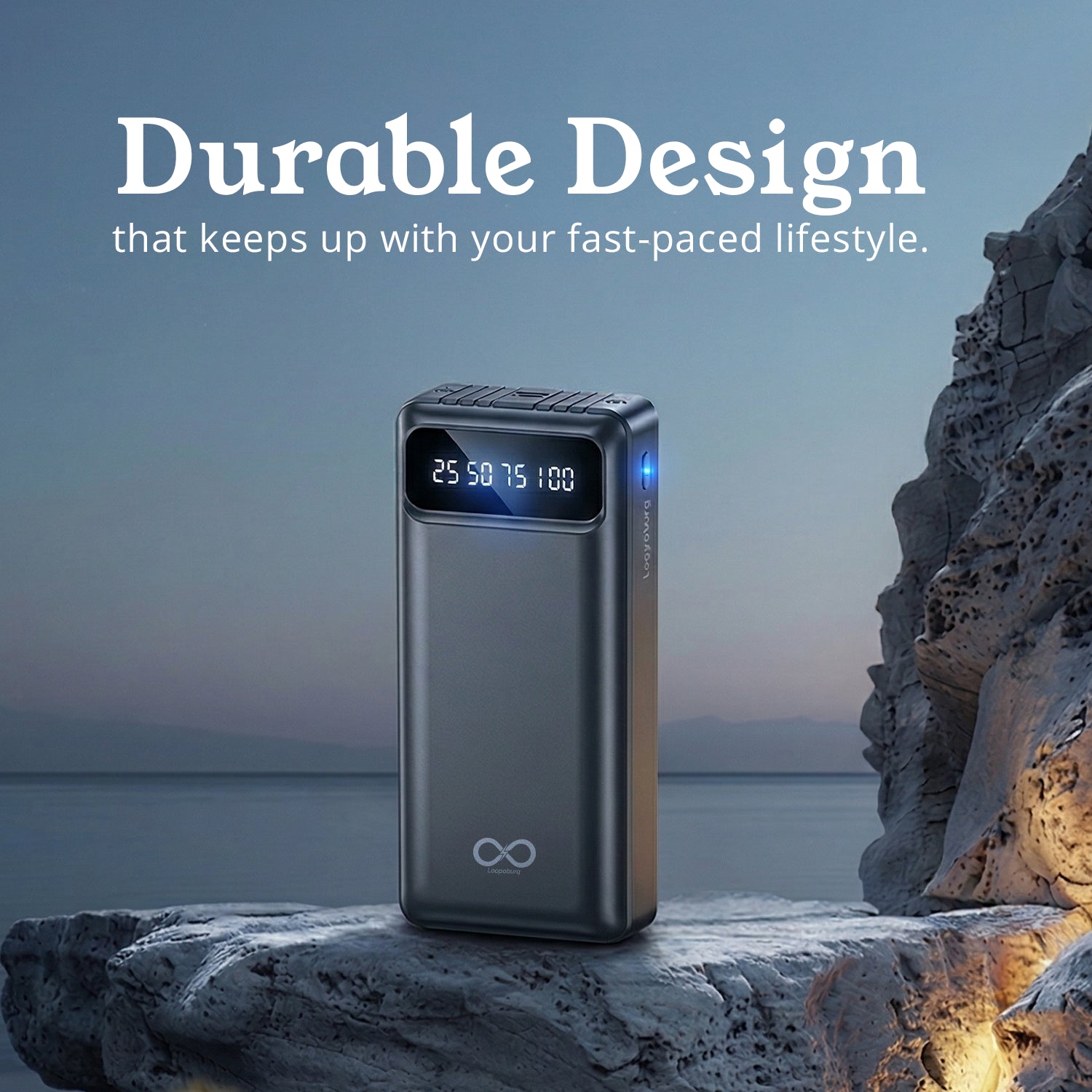 30000mah Powerbank With 4 Built In Cables Pop Stand & Dual Flash Light