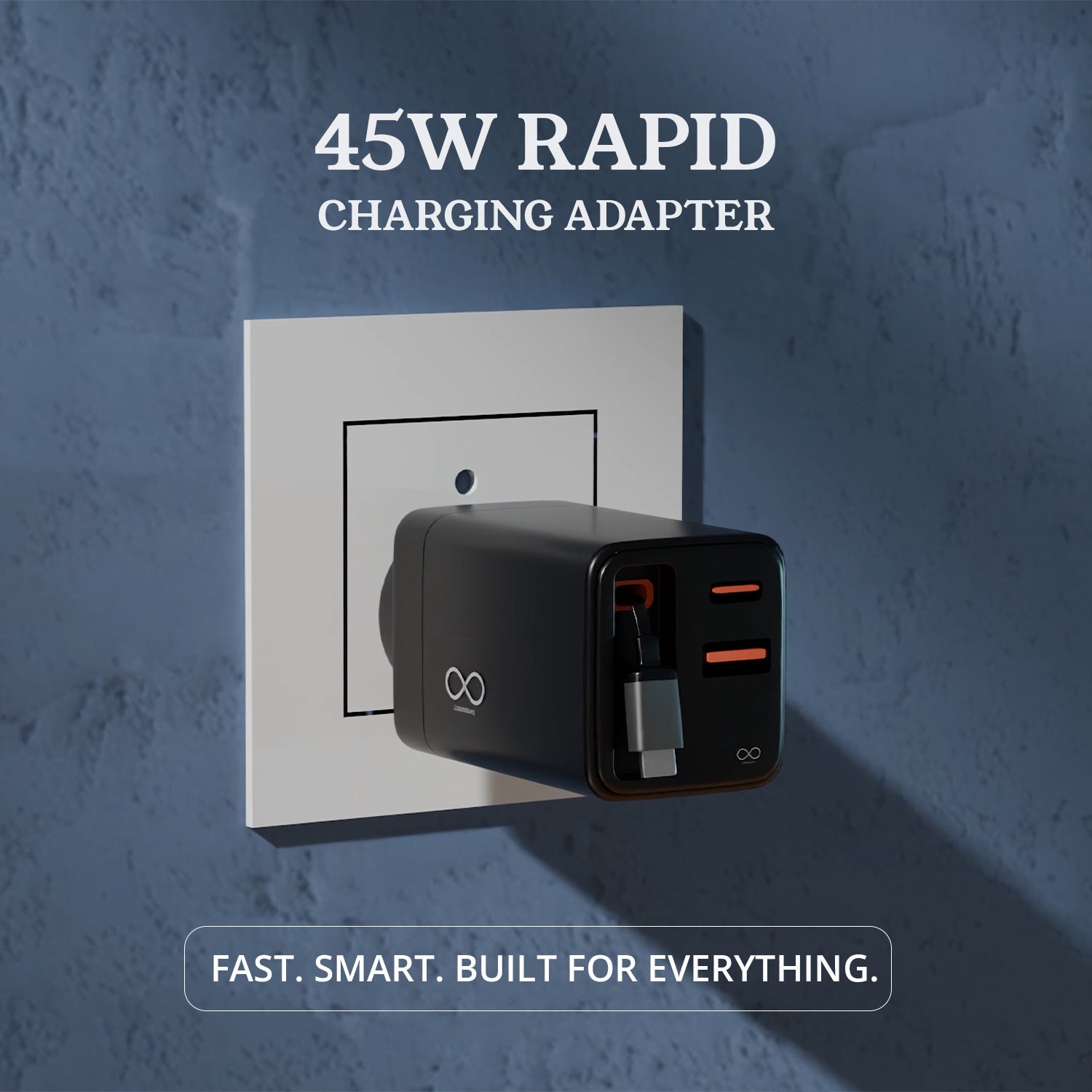 45W Rapid Charger with Retractable Cable